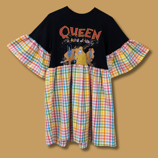 Queen - Rainbow Tartan Smock Dress (M)