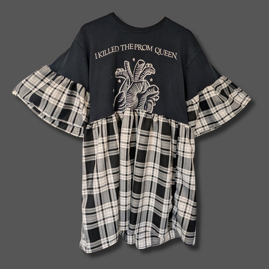 I Killed the Prom Queen - Black & White Tartan Smock Dress (L)