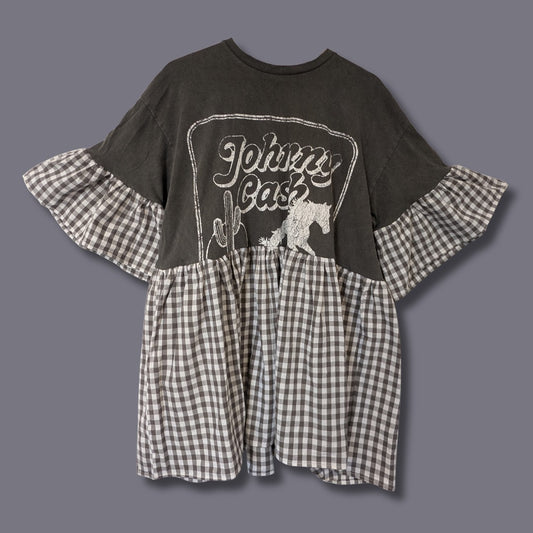 Johnny Cash - Grey Gingham Smock Dress (XL)