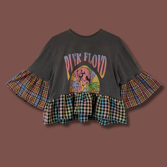 Pink Floyd - Contrast Rainbow Tartan Smock Top (XL)