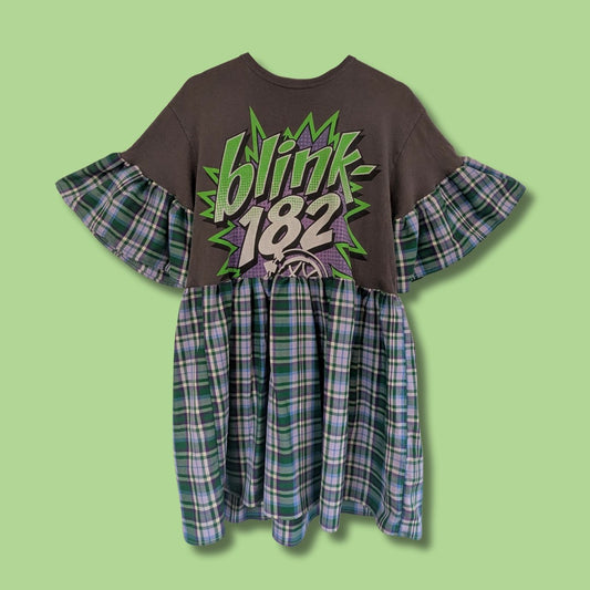 Blink-182 - Green & Purple Tartan Smock Dress (M)