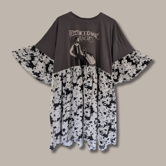 Fleetwood Mac - Black Floral Print Smock Dress (3XL)