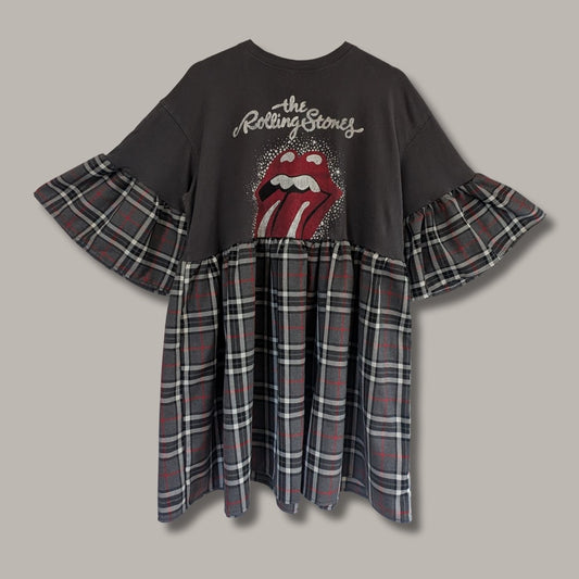 The Rolling Stones - Grey Tartan Smock Dress (XL)