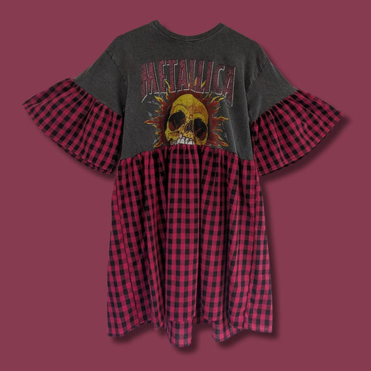 Metallica - Pink & Black Gingham Smock Dress (M)