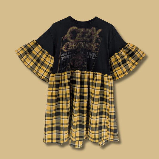 Ozzy Osbourne - Yellow Tartan Smock Dress (L)