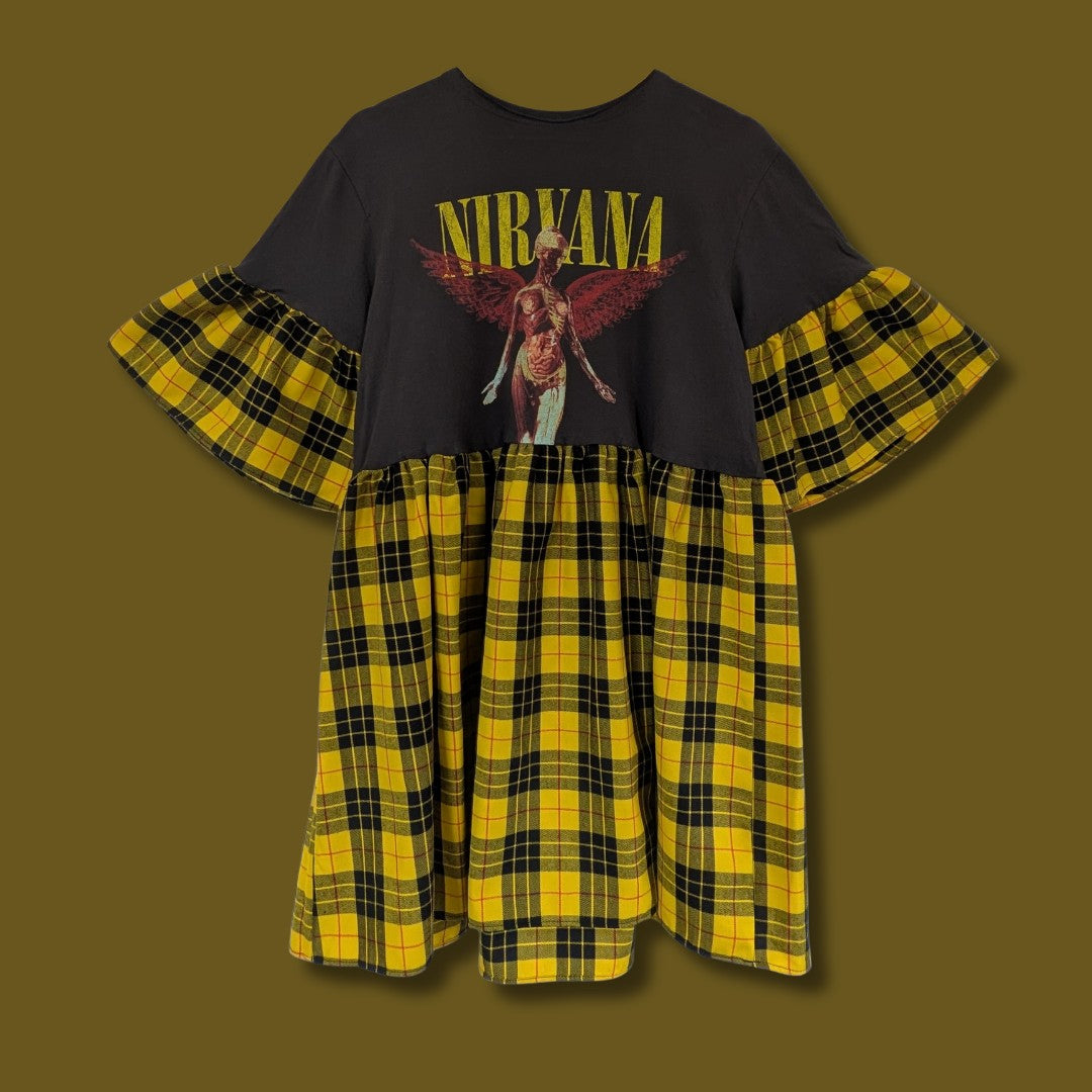 Nirvana - Yellow Tartan Smock Dress (XL)