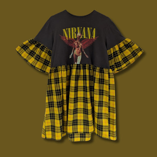 Nirvana - Yellow Tartan Smock Dress (XL)