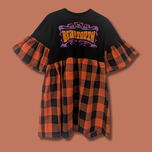 Beartooth - Black & Orange Checked Smock Dress (M)