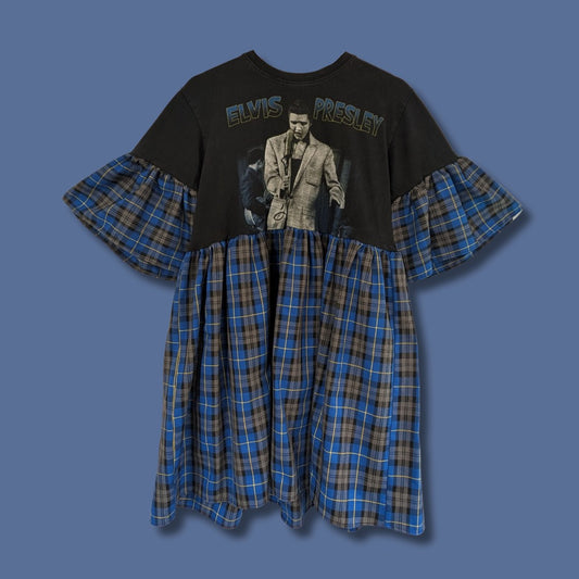Elvis Presley - Blue Tartan Smock Dress (L)