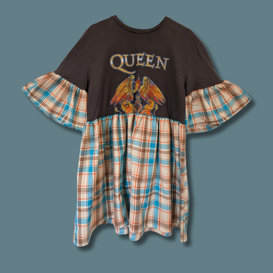 Queen - Orange & Turquoise Tartan Smock Dress (2XL)