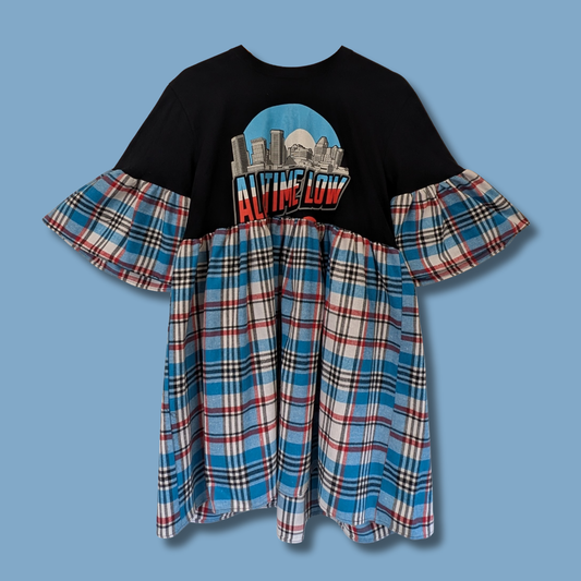 All Time Low - Blue & Red Tartan Smock Dress (L/XL)