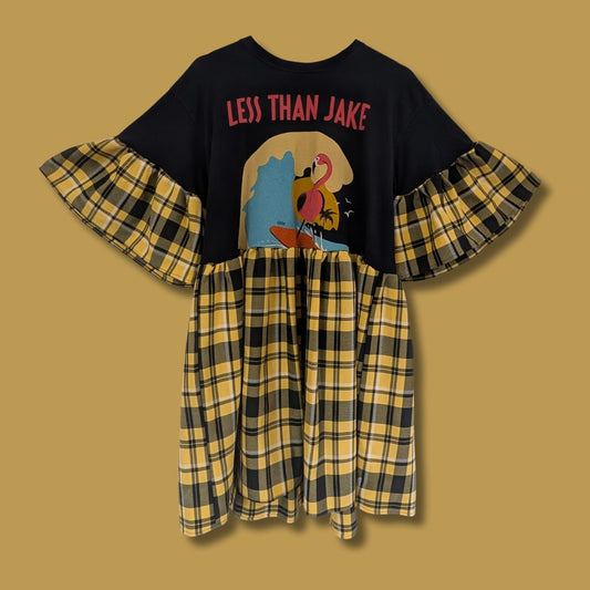 Less Than Jake - Yellow Tartan Smock Dress (XL)