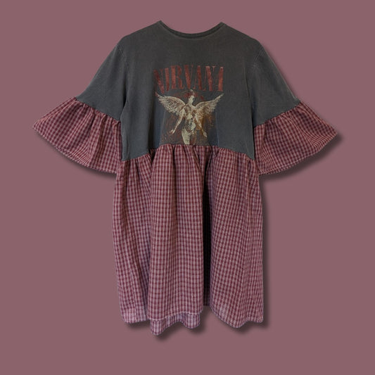 Nirvana - Burgundy Check Smock Dress (XL)