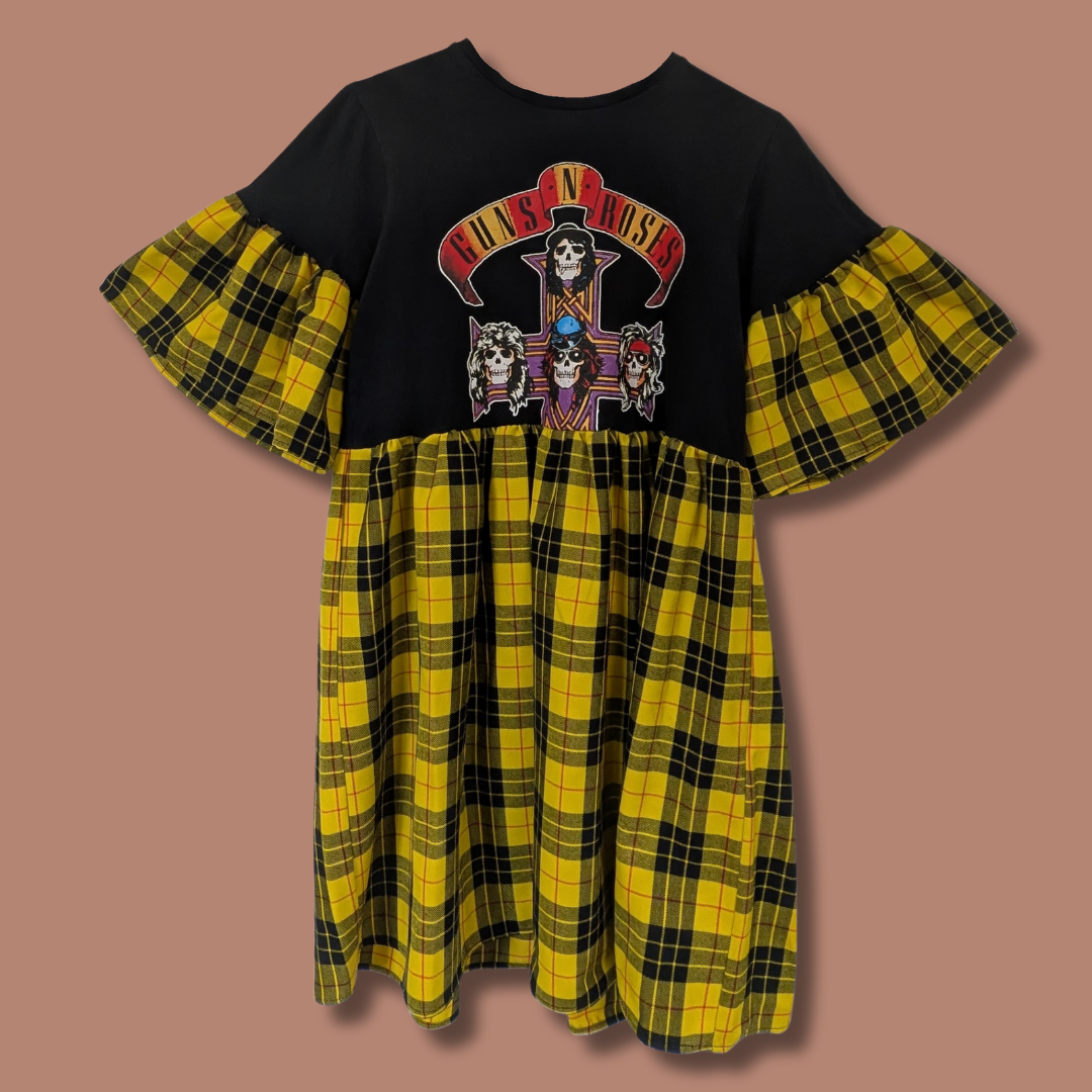Guns n' Roses - Yellow Tartan Smock Dress (S)