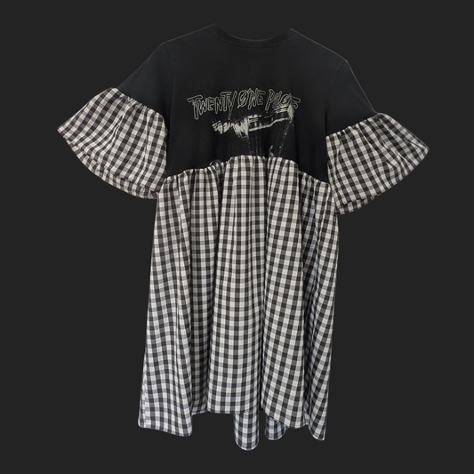 Twenty One Pilots - Black & White Gingham Smock Dress (M)