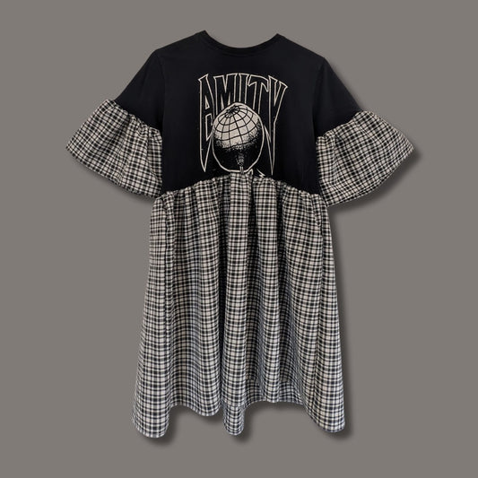 The Amity Affliction - Black and White Tartan Smock Dress (S/M)