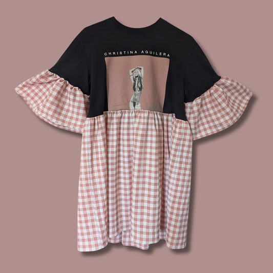 Christina Aguilera - Dusty Pink Gingham Smock Dress (S)