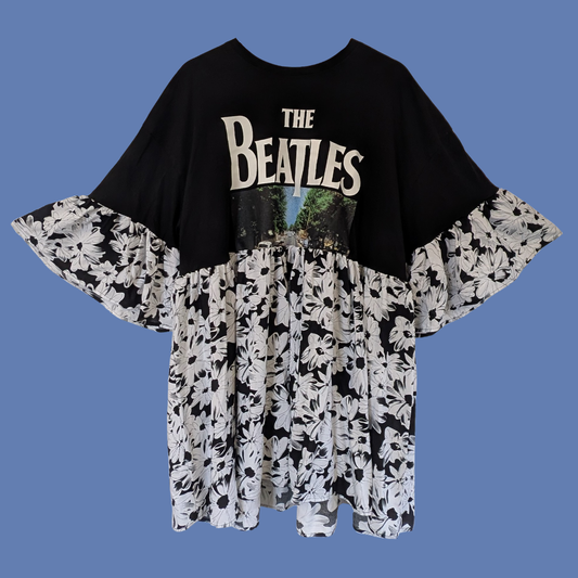 The Beatles - Black & White Floral Smock Dress (2XL/3XL)