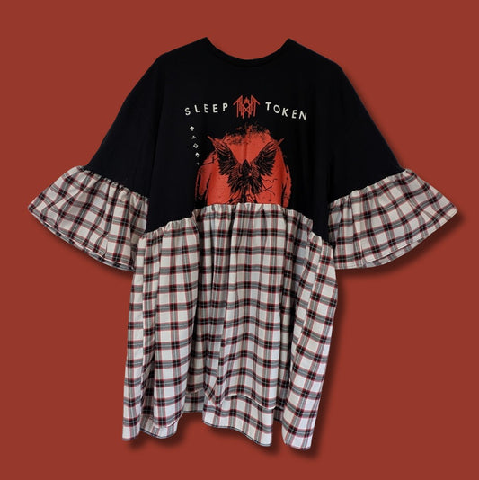 Sleep Token - White and Red Tartan Smock Dress (3XL)