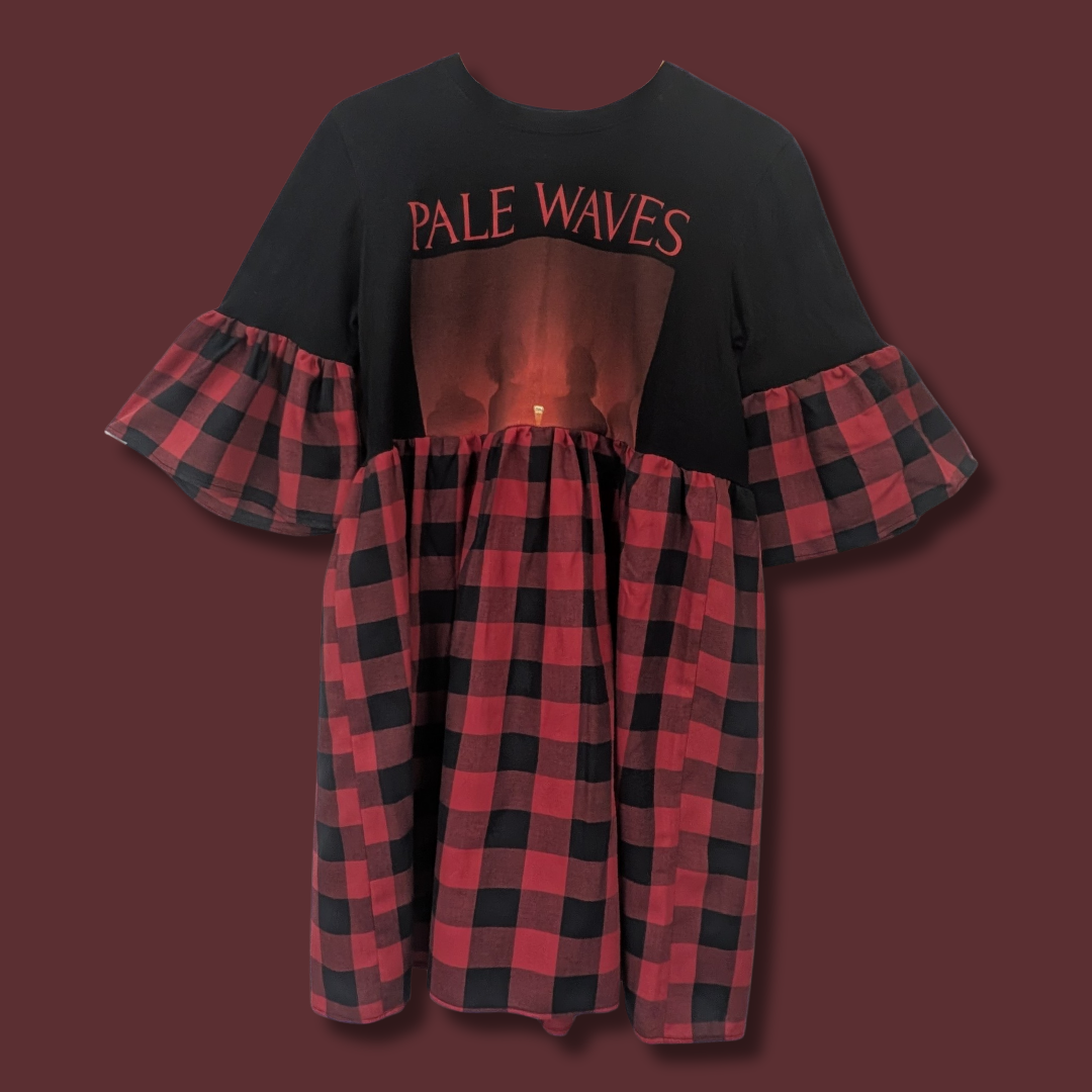 Pale Waves - Black & Red Checked Smock Dress (M)