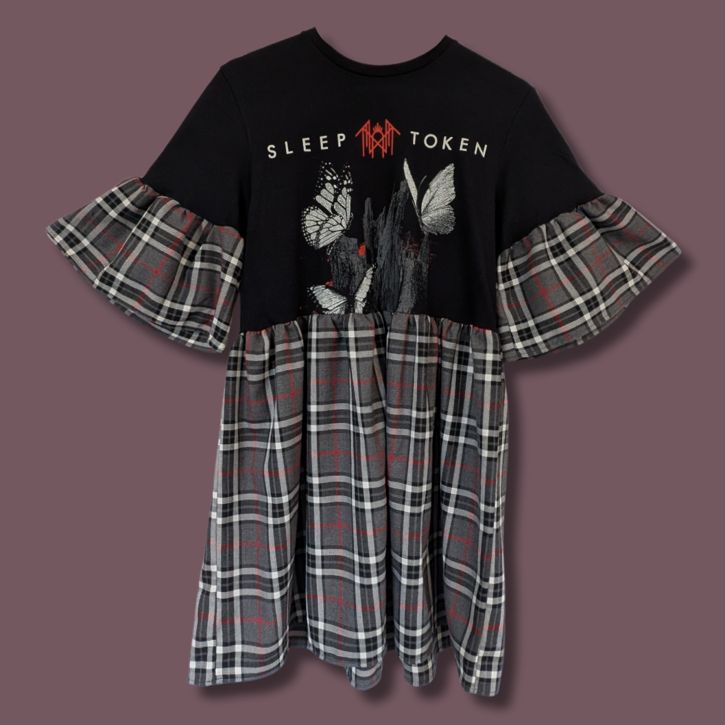Sleep Token - Grey Tartan Smock Dress (S)