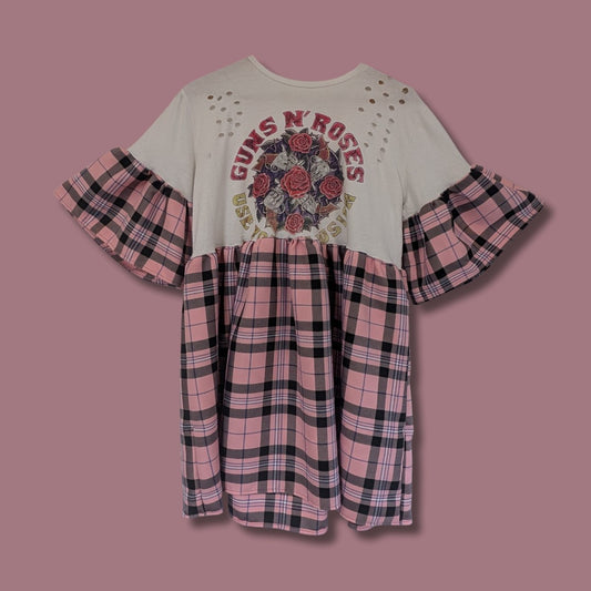 Guns n' Roses - Pink Tartan Smock Dress (L)