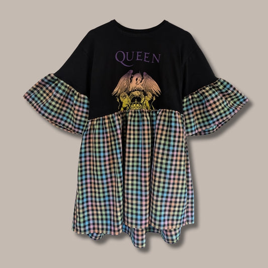 Queen - Rainbow Gingham Smock Dress (L)