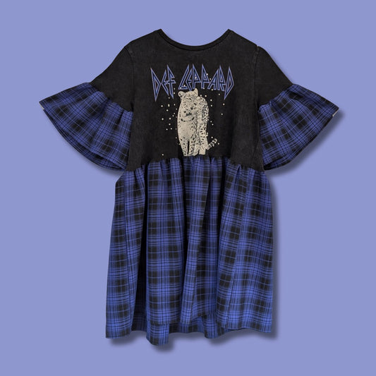 Def Leppard - Royal Blue Tartan Smock Dress (L)