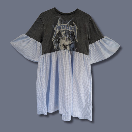 Metallica - Pale Blue Gingham Smock Dress (L)