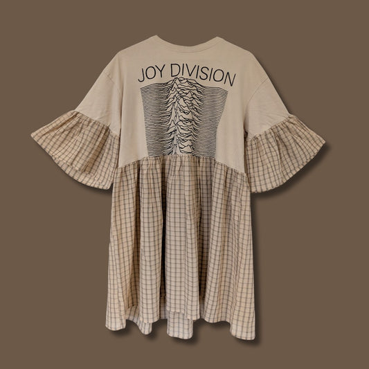 Joy Division - Cream Grid Print Smock Dress (L/XL)