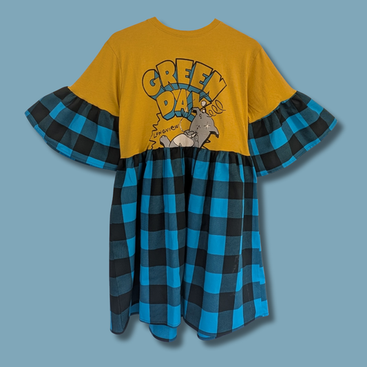 Green Day - Turquoise Check Smock Dress (M)