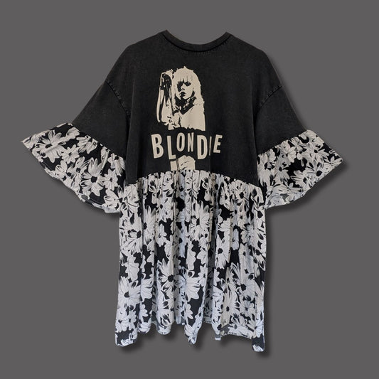 Blondie - Black Floral Print Smock Dress (L)