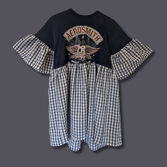 Aerosmith - Navy Gingham Smock Dress (M)
