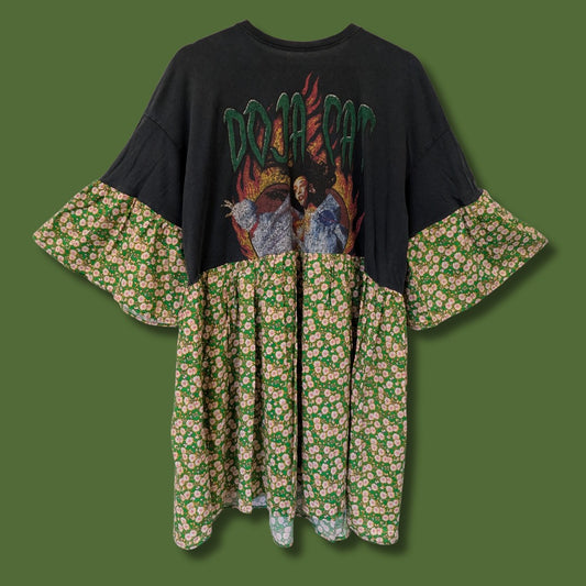 Doja Cat - Green Floral Print Smock Dress (XL)