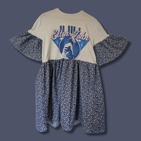 Elton John - Blue Floral Print Smock Dress (M)